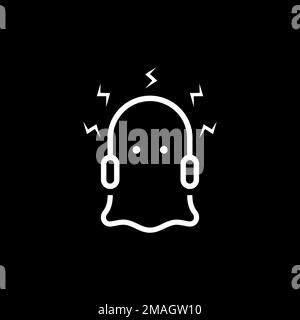 cute ghost hearing headset music line dark logo design vector icon illustration template Stock Vector