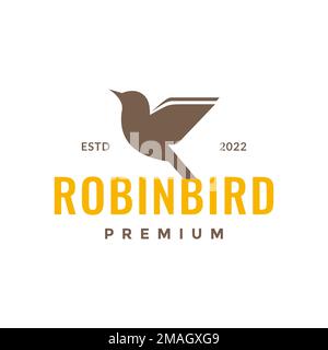flying bird flapping wings robin little modern logo design vector icon illustration template Stock Vector