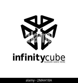 Logo Abstract Infinite cube impossible loop vector design template. logotype. Creative cube line art concept. Vector isolated on white background Stock Vector