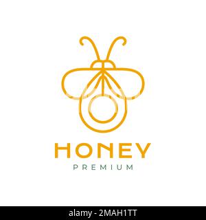honey point pin map location bee store product line modern logo design icon illustration template Stock Vector