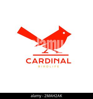 red bird cardinal exotic modern isolated logo design icon illustration template Stock Vector