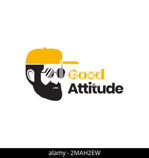 bearded old guy cool round sunglasses with baseball cap mascot cartoon logo design icon illustration template Stock Vector