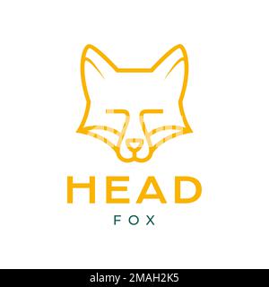 head fox animal forest wildlife nocturnal hunting line minimal logo design icon illustration template Stock Vector