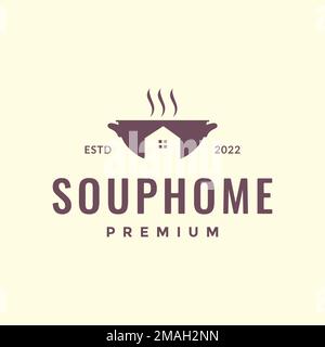 traditional cooking pan taste smell home kitchen restaurant hipster colored logo design icon illustration template Stock Vector