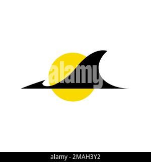ancient bird dinosaurs pteranodon flying sunset geometric logo design vector icon illustration template Stock Vector