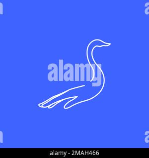 heart touch with animal poultry swan minimal logo design vector icon illustration template Stock Vector