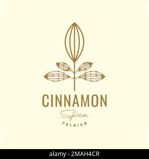 cinnamon plant tree skin spice taste cooking food hipster logo design vector icon illustration template Stock Vector