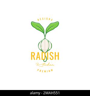 radish food root vegetable hipster colored logo design vector icon illustration template Stock Vector
