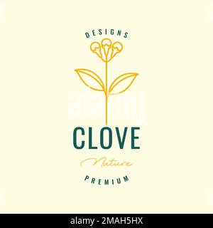 clove and leaves spice and cigar hipster logo design vector icon illustration template Stock Vector