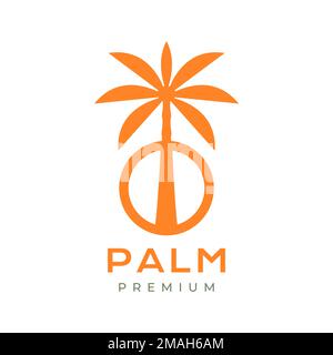 tree palm circle geometric simple modern logo design vector icon illustration template Stock Vector