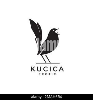 exotic bird magpie robins singer loud forest isolated logo design icon illustration template Stock Vector