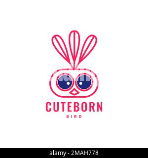 face little bird born cracked egg cute cartoon colorful logo design vector icon illustration template Stock Vector