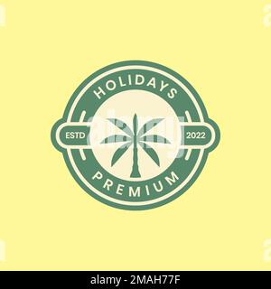 palm tree alone coconut trees geometric badge modern logo design vector icon illustration template Stock Vector