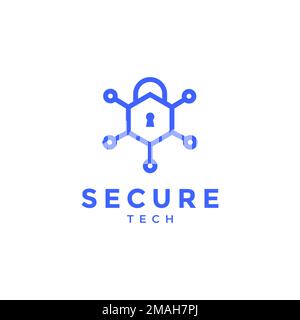 hexagonal technology security pad lock lines modern logo design vector icon illustration template Stock Vector