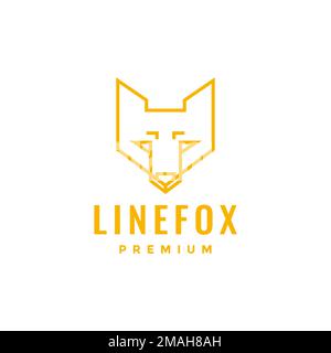 head animal fox forest wildlife geometric polygon line logo design vector icon illustration template Stock Vector