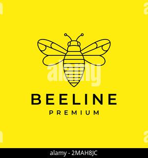 flying wings honey bee geometric lines modern logo design vector icon illustration template Stock Vector