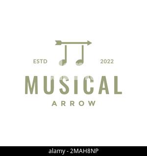 instrument music note arrows song hipster logo design vector icon illustration template Stock Vector