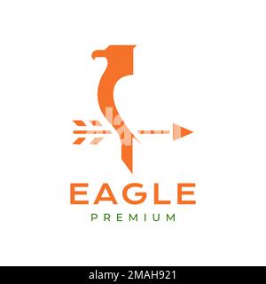 eagle perched arrows focus hunting logo design vector icon illustration template Stock Vector