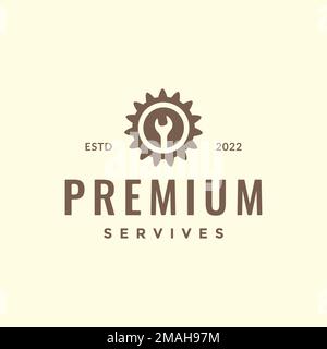 services gear wrench tool kit automotive hipster logo design vector icon illustration template Stock Vector