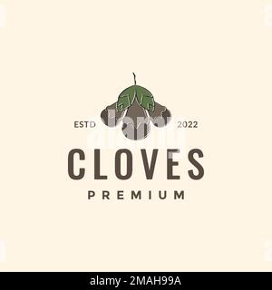 clove and leaves spice and cigar colored hipster logo design vector icon illustration template Stock Vector