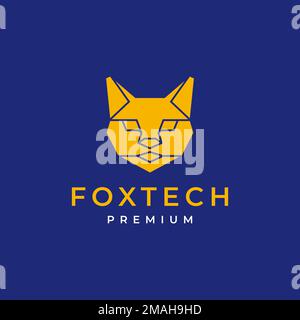 head fox polygon flat orange logo design vector icon illustration template Stock Vector