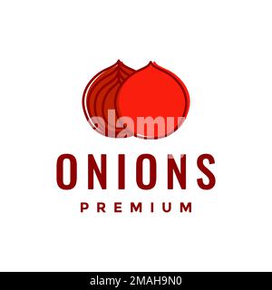 Shallot red onions recipe spice taste kitchen cooking food abstract logo design vector icon illustration template Stock Vector