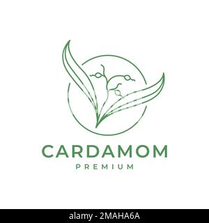 cardamom seed spice cooking food kitchen line minimal logo design vector icon illustration template Stock Vector