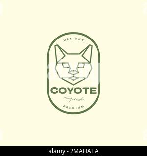 head coyote dog forest beast polygon lines vintage logo design vector icon illustration template Stock Vector