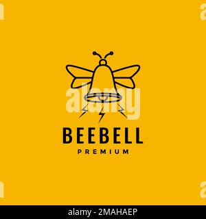 bell honey bee wings notification logo design vector icon illustration template Stock Vector