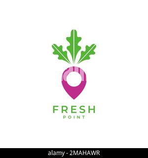 pin map location with fresh vegetables shop market logo design vector icon illustration template Stock Vector