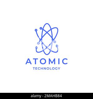 oval atomic science technology logo design vector icon illustration template Stock Vector