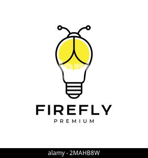 bubble light lamp insect fire fly shine creative ideas logo design vector icon illustration template Stock Vector