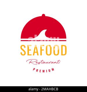 seafood restaurant fresh delicious fish fin logo design vector icon illustration template Stock Vector