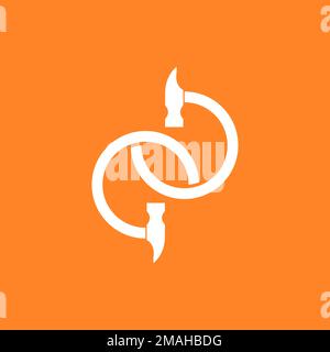 hammer handyman restoration services geometric circle logo design vector icon illustration template Stock Vector