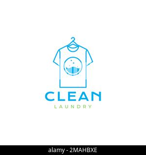 laundry cloth washing machine cleaner modern logo design vector icon illustration template Stock Vector