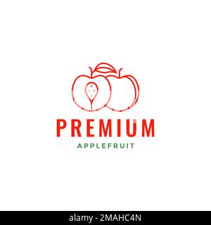 red apple fruit fresh lines quality logo design vector icon illustration template Stock Vector