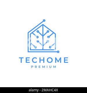 smart home architect technology lines modern logo design vector icon illustration template Stock Vector