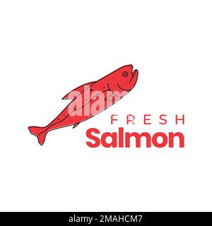 fish salmon fivers food meat fresh taste logo design vector icon illustration template Stock Vector
