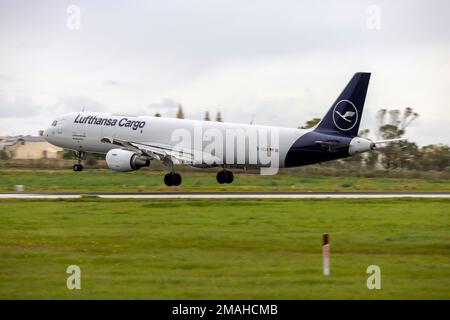 Lufthansa Cargo (Lufthansa CityLine) Airbus A321-211(P2F) (REG: D-AEUA) arriving on a recently introduced freight service. Stock Photo