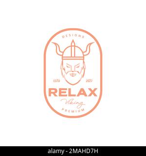 old viking warrior legend helmet horned bearded vintage logo design vector icon illustration template Stock Vector