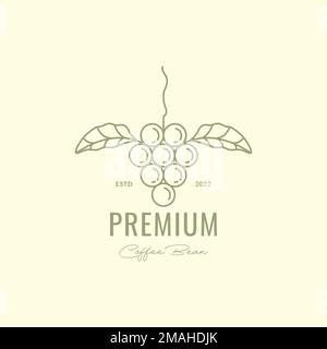 coffee beans plant leaves robusta arabica strong scent hipster tarragons plant leaves circle food spice and health benefits logo design vector icon il Stock Vector