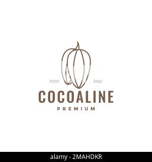 cocoa chocolate bean fruit sweet line minimal logo design vector icon illustration template Stock Vector