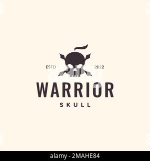 skull head legend war commander hipster vintage logo design vector icon illustration template Stock Vector