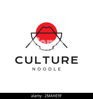 japanese food noodle bowl culture delicious recipe mountain fuji logo design vector icon illustration template Stock Vector