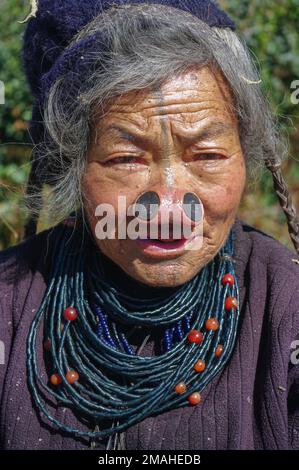 India, Arunachal Pradesh, Old Ziro village Indian flag modified to ...