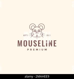 mouse rats animal rodent head cute cartoon mascot line hipster logo design vector icon illustration template Stock Vector