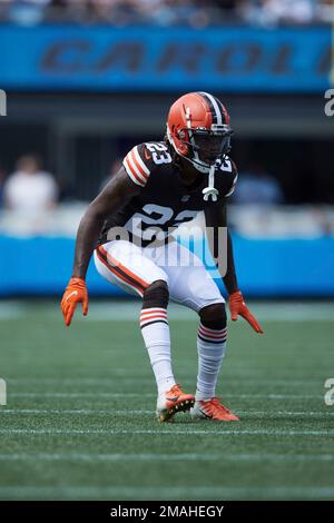 Cleveland Browns cornerback Martin Emerson Jr. (23) is shown after an NFL  football game against the Atlanta Falcons Sunday, Oct. 2, 2022, in Atlanta.  (AP Photo/John Amis Stock Photo - Alamy