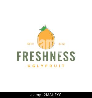 fruit ugly orange food juice freshness logo design vector icon illustration template Stock Vector