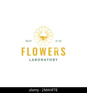 sunflowers seed flower formula laboratory glass fragrant food snacks logo design vector icon illustration template Stock Vector