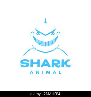 shark swimming ocean predator smile cartoon mascot logo design vector icon illustration template Stock Vector